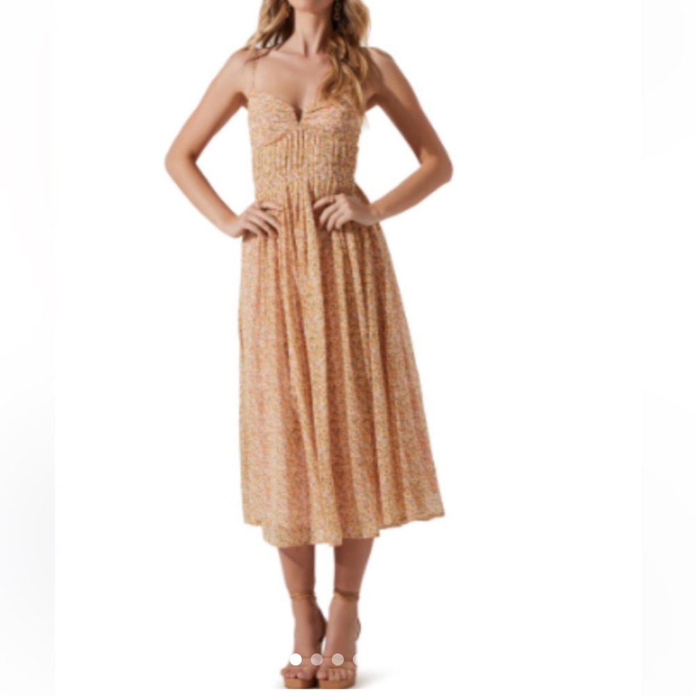 Astr Peach Floral Midi Dress